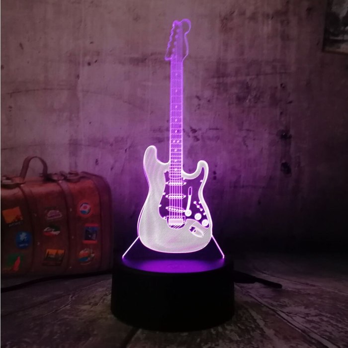 Electric Music Bass Chiristmas toys 3D LED Model Night Light Desk Table Lamp 7 Color Change Gradient Baby Child Kid Skeep