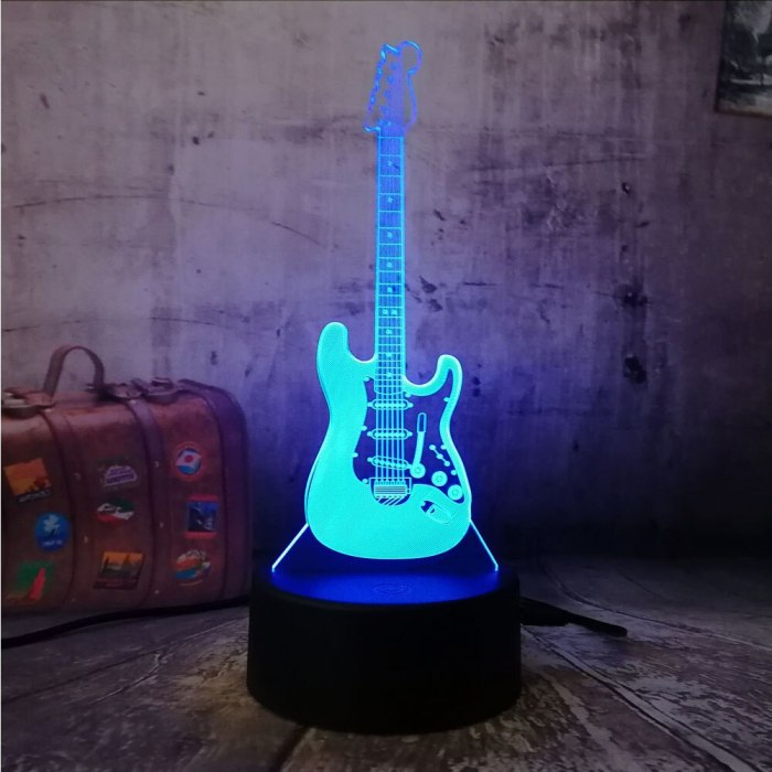 Electric Music Bass Chiristmas toys 3D LED Model Night Light Desk Table Lamp 7 Color Change Gradient Baby Child Kid Skeep