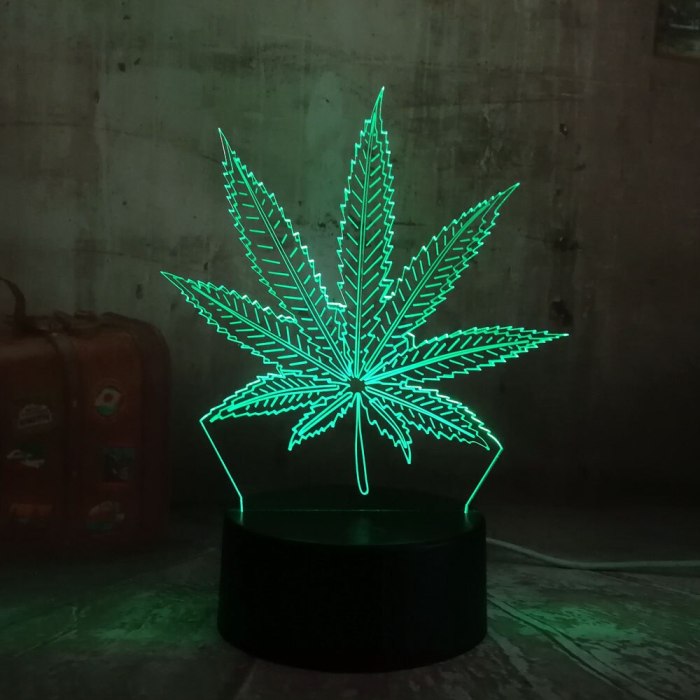 Beautiful Weed Hemp Leaf 3D LED Lamp House Decoration Sleep Night Light Lamp Desk Table Holiday Toy Flash Party Decor Lava
