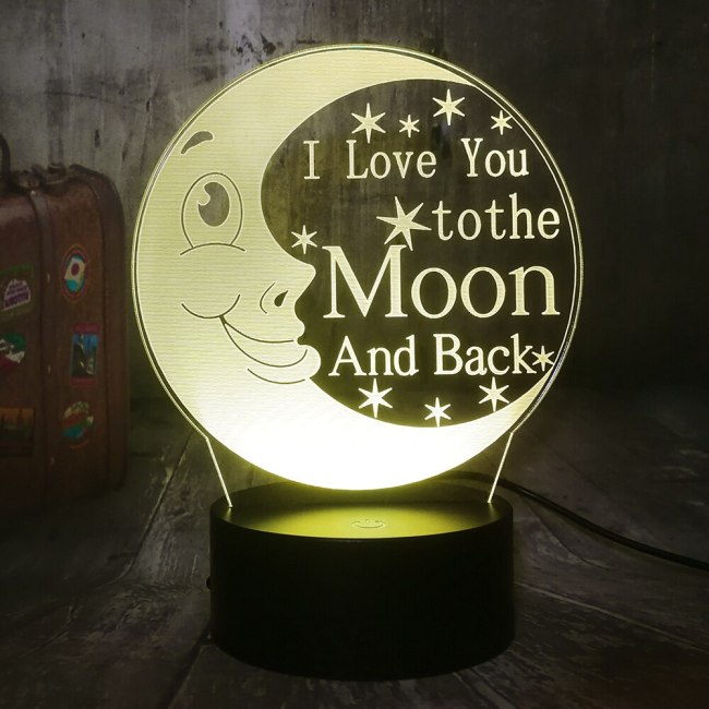 I Love You To The Moon and Back 3D LED Night Light 7 Color Desk Lamp Kid lamp Home Decor Romantic Valentine's Day Girlfriend
