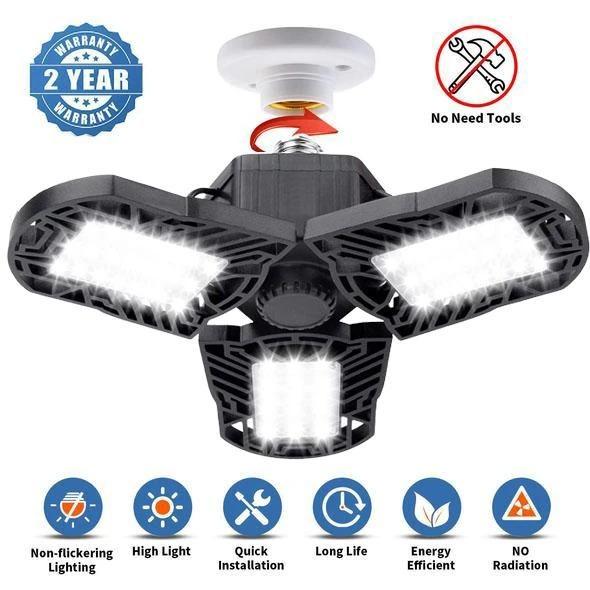 Cri80 Barn 6000k Retractable Garage Ceiling Light For Warehouse 150w Basement 15000 Lumen Quadruple Glow Led New Four Leaf Tribright Deformable Lights Tools - Deformable Led Garage Ceiling Light Cri80 Barn 6000k Retractable Garage Ceiling Light For Warehouse 150w Basement 15000 Lumen Quadruple Glow Led New Four Leaf Tribright Deformable Lights Tools - Deformable Led Garage Ceiling Light