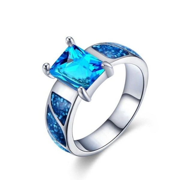 Us 1 Fashion His And Hers Couple Rings Aaa Cubic Zironia Blue Women Amythest Wedding Rings And Titanium Steel Ring Men Jewelry M 1dollarring Com