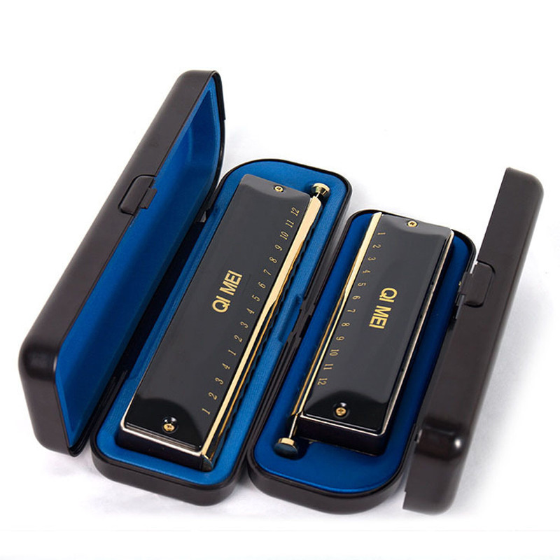 Us 79 00 Qi Mei Black Overlord 12 16 Hole Chromatic Harmonica With Board Range 48 64 Tone Key Of C Harmonica Professional M Doyydo Com cad