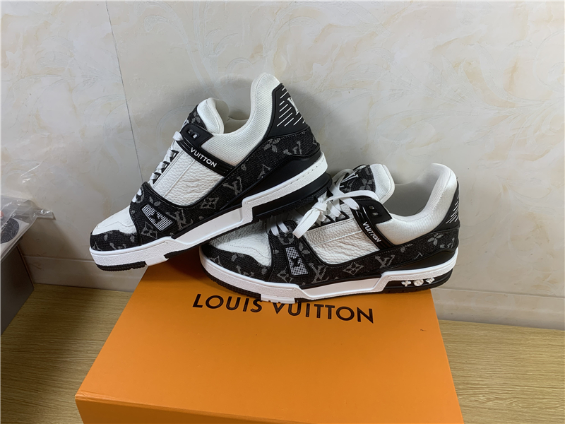 LV Trainer Sneaker White 1A8100  Black trainer shoes, Swag shoes, Sneakers