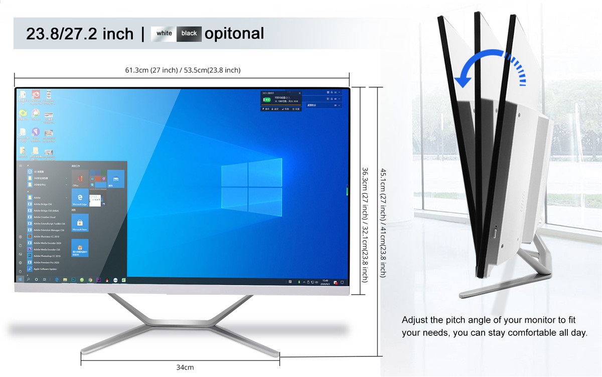 23 8inch All In One Pc Core I7 9700f I5 9400f Dp Dvi Three Display Ddr4 Nvidia Gtx1650 4gb I3 9100f Computer Windows 10 Linux