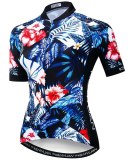 2020 Keyiyuan Women's Spring and Summer Blue and Black Flowers Cycling Short Sleeve Tops Breathable Sweat Bike Clothes