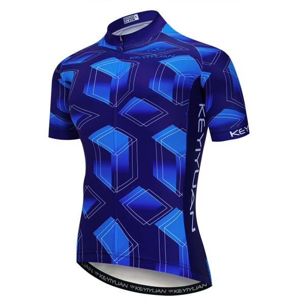 Keyiyuan Spring and Summer New Road Cycling Sweatshirt Quick-drying wicking Men's Cycling Dark Blue Short Sleeve Top