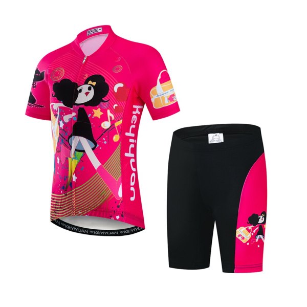 Keyiyuan Spring and Summer New Happy Girl Children's Cycling Jersey Quick-drying Breathable Short Sleeve Set