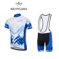 KEYIYUAN Blue and white Cycling Jersey Sets Cycling Clothing Pro Bike Short Sleeve Summer Style Clothing Hot Selling