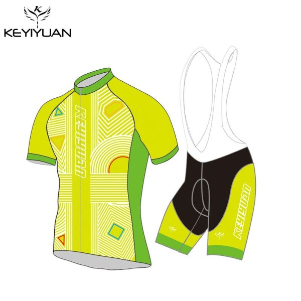 KEYIYUAN Fluorescent green brand new Lovers design mens couple magic funny style mtb bike cycling jersey set summer short
