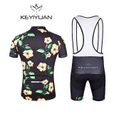 KEYIYUAN  Flower patternMen Pro Cycling summer Jersey short sleeve bicycle Maillot Cycling road bike Cycling clothing