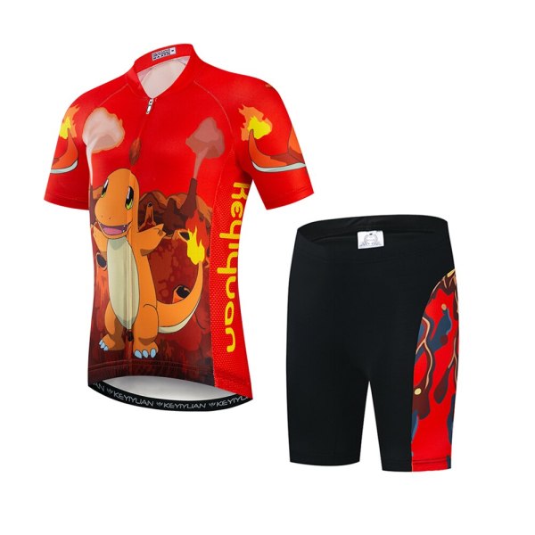 Keyiyuan Spring and Summer New Volcano Eruption Children's Cycling Jersey Quick-drying Breathable Short Sleeve Set