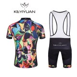 KEYIYUAN Abstract painting Summer Cycling clothing short sleeve mountain bike Jersey Racing Bicycle clothing Cycling set