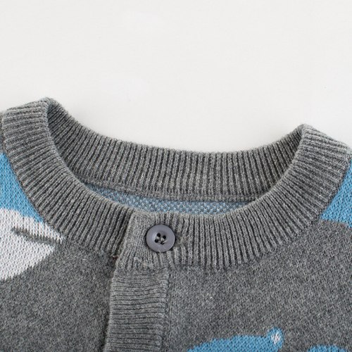 New Kids Grey Shark Sweaters Soft Cartoon Sweater