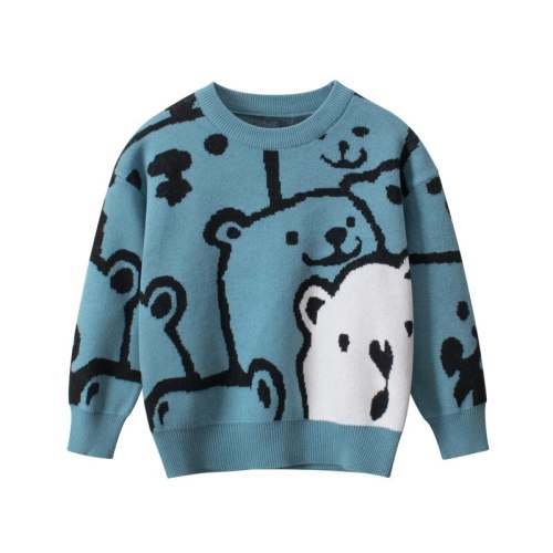 #Wy02 Children's Blue Cartoon Sweater Boys Outerwear