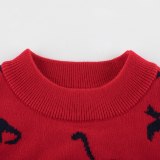 New Kids Red Giraffe Sweaters Soft Cartoon Sweater