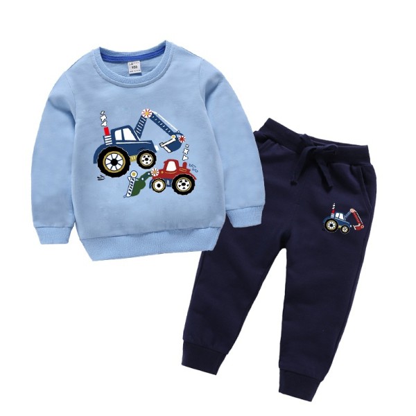 Children's Pure Cotton Sweatshirt And Pants Grey And Black #W002