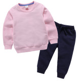 Children's Pure Cotton Sweatshirt And Pants Pink Black #W003