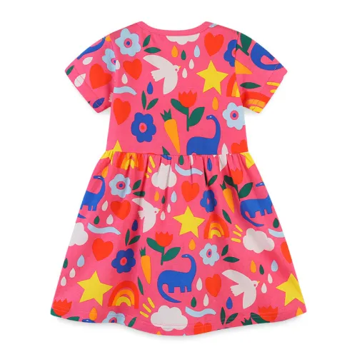 Girl Dress Short Sleeve Pink #G011