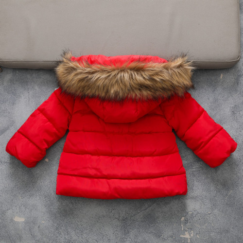 Children's Red winter new cotton-padded Korean version of the large wool collar cotton-padded clothes #KU012