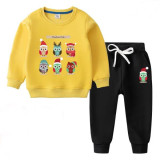 Children's Sports Suit plus fleece Yellow #001