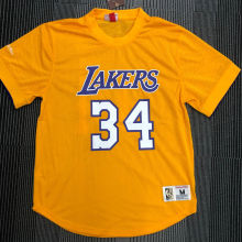 O'Neal # 34 Lakers Yellow Mitchell Ness Retro Jerseys