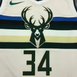 2021 Bucks Antetokounmpo #34 White NBA Jerseys Hot Pressed