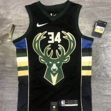 2021 Bucks Antetokounmpo #34 Black NBA Jerseys Hot Pressed