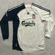 2006/07 LFC  Away White And Black Long Sleeve Retro Soccer Jersey