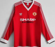 1983 M Utd Home Red Retro Long Sleeve Soccer Jersey