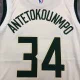 2021 Bucks Antetokounmpo #34 White NBA Jerseys Hot Pressed