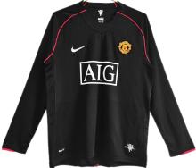 2007/08 M Utd Away Black Long Sleeve Retro Soccer Jersey