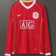 2006/07 M Utd Home Red Long Sleeve Retro Soccer Jersey