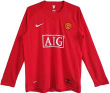 2007/08 M Utd Home Red Long Sleeve Retro Jersey League Version 联赛版
