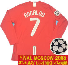 RONALDO #7 2007-08 M Utd Home Red Long Sleeve Retro Jersey UCL Version胸前绣欧冠决赛字欧冠字体有球