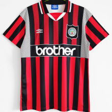 1994/96 Man City Away Red Black Retro Soccer Jersey