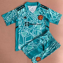 2022/23 M Utd Goalkeeper Blue Kids Soccer Jersey