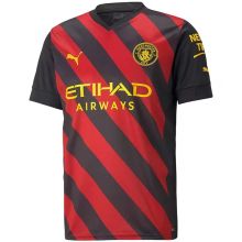 2022/23 Man City 1:1 Away Black Red Fans Soccer Jersey