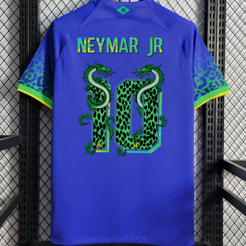 NEYMAR JR #10 Brazil Away Blue Fans Jersey 2022/23
