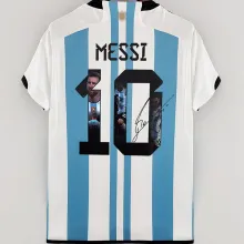 MESSI #10 Signature Version Argentina Home 1:1 Fans Jersey (3 Stars 3星 签名和图版)