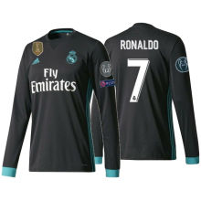 RONALDO #7 RM Away Black Retro Long Sleeve Jersey 2017/18 (Have All Patch) (2017+12)全套章