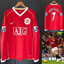 RONALDO #7 M Utd Home Long Sleeve Retro Jersey 2006/07 (Have Patch 带双臂章 FA Premier League Font 英超字体 )