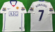 RONALDO #7 M Utd White Retro Jersey 2008/09  (Have Patch 带 07/08 CHAMPIONS 金 英超双臂章 FA Premier League Font 英超字体 )