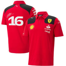 2023 Ferrari F1 Charles Leclerc #16 Red POLO T-Shirt 有领