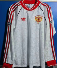 1991 M Utd Winners Cup fianl White Long Sleeve Retro Jersey