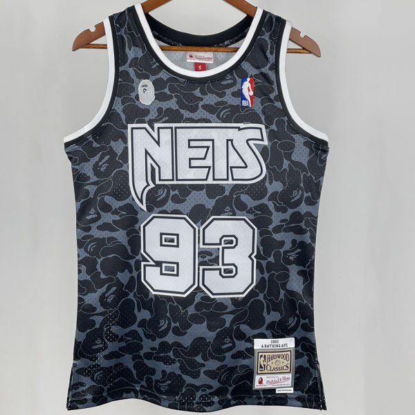 1993 Nets BAPE×M&N #93 Black NBA Jerseys