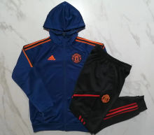 2023/24 M Utd  Sapphire Blue Hoody Zipper Jacket Tracksuit ( F452)