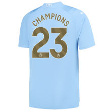 CHAMPIONS #23 Man City 1:1 Home Blue Fans Jersey 2023/24