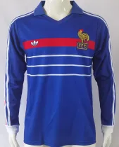 1982/84 France Home Blue Retro Long Sleeve Jersey
