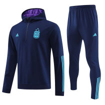 2023/24  Argentina Sapphire Blue Hoody Zipper Jacket Tracksuit